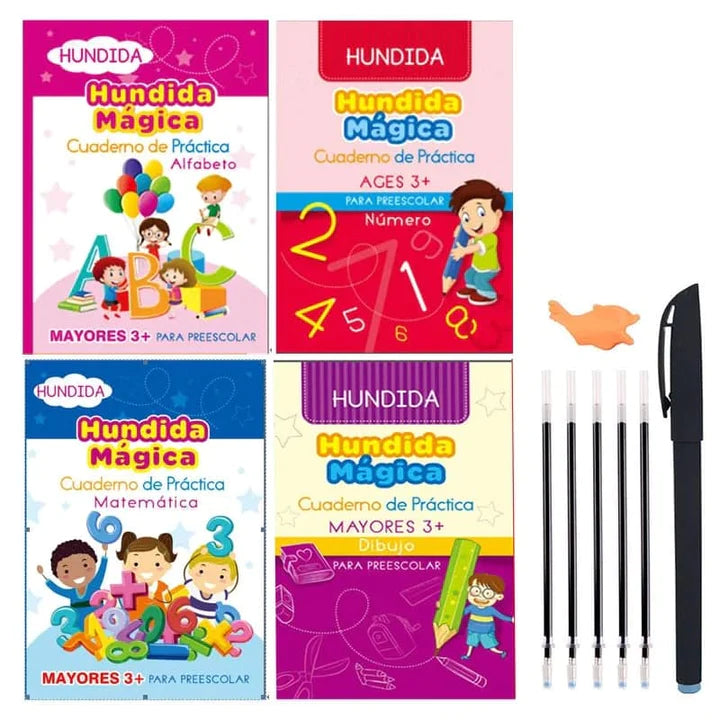 SET CUADERNO MAGICO(4 CUADERNOS + LAPICERO)