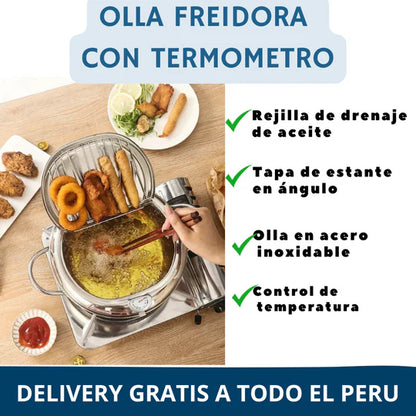 OLLA FREIDORA JAPONESA PRO GRANDE 3.4L - ACERO INOXIDABLE