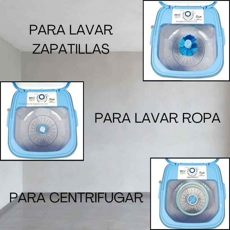 POTENTE MINI LAVADORA PORTATIL DE 6.5K TAMBOR DE ACERO INOXIDABLE