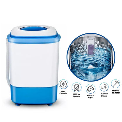 POTENTE MINI LAVADORA PORTATIL DE 6.5K TAMBOR DE ACERO INOXIDABLE