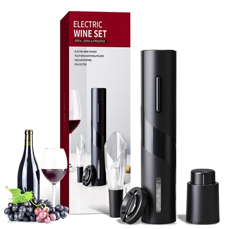 KIT DESCORCHADOR DE VINO AUTOMATICO 4 EN 1.