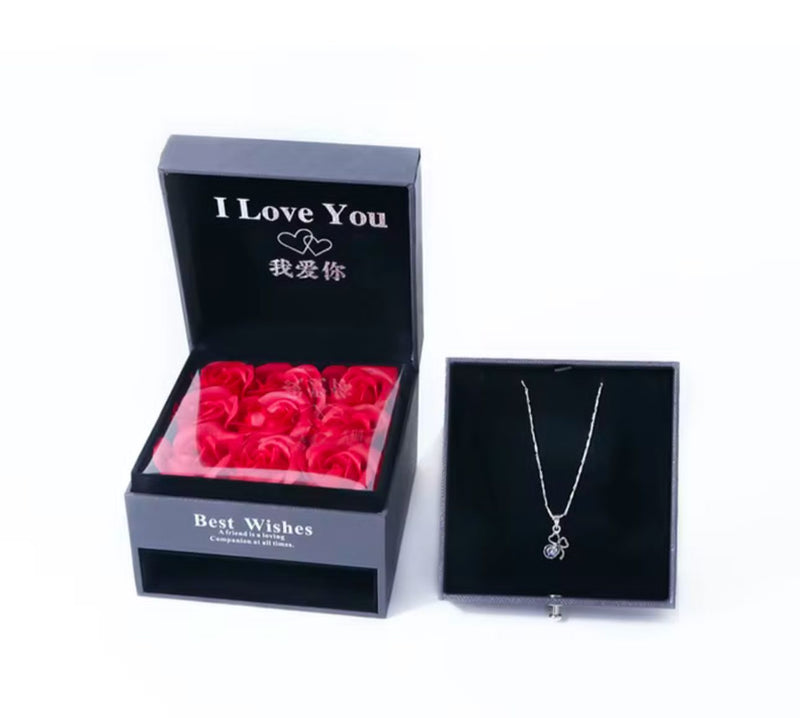 💝 Cajita de Regalo Flores y Collar – El Regalo Perfecto para San Valentín 💝